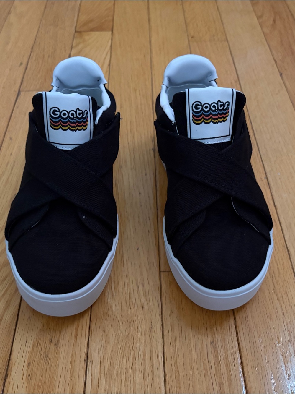 GOATS Kids Black Slip-On Crossband VELCRO Sneakers